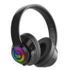 Head-mounted Bluetooth Headphones Hd Noise Reduction Subwoofer Wireless Luminous Gaming Headset piano black