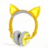 Head mounted Foldable Lovely Cat Ear Headphone LED Flashing Glowing Headset for Adult and Children   white