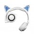 Head mounted Foldable Lovely Cat Ear Headphone LED Flashing Glowing Headset for Adult and Children   white