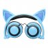Head mounted Foldable Lovely Cat Ear Headphone LED Flashing Glowing Headset for Adult and Children   Pink