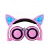 Head mounted Foldable Lovely Cat Ear Headphone LED Flashing Glowing Headset for Adult and Children   blue