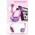Head mounted Foldable Lovely Cat Ear Headphone LED Flashing Glowing Headset for Adult and Children   Pink