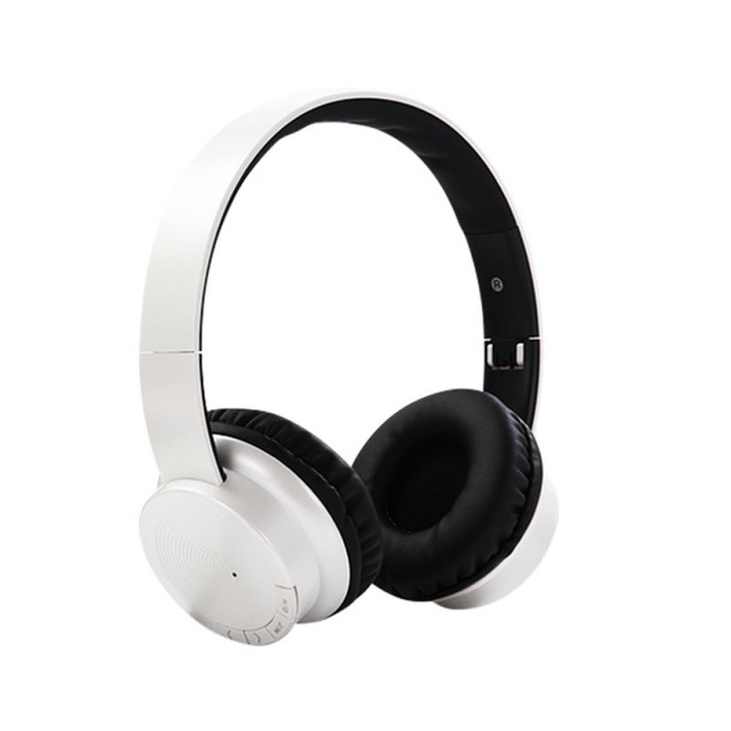 Head-mounted Foldable Plug In Card Heavy Bass Stereo Bluetooth Headset white