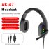 Head mounted Gaming Headset Wired Stereo Heavy Bass Headphones Phone Generic Noise Reduction Earphones Mobile computer universal version