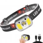 Headlamp Rechargeable With White Red Light Motion Sensor 7 Modes Head Lights