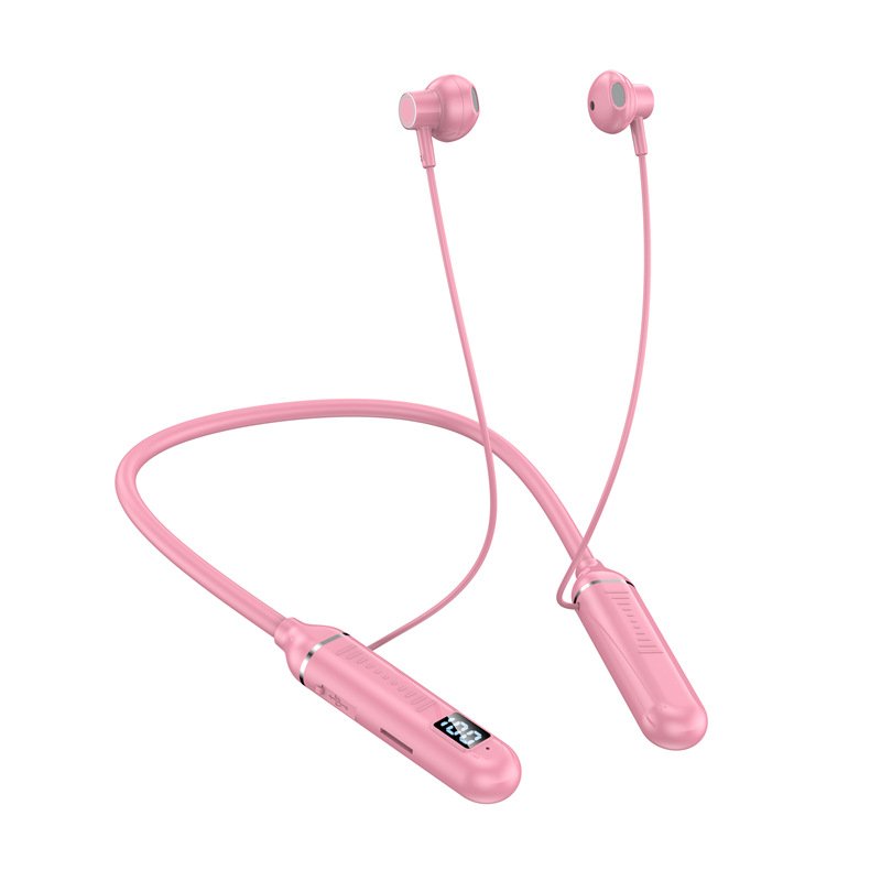 Headphones Neckband Wireless In-Ear Sport Headphones 18H Ultra-Long Playtime Headset For Gym Running Sports pink