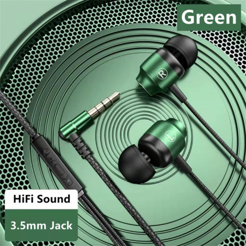 Headphones Wired Built-in Call Control Clear Audio In-Ear Earbuds For Most 3.5mm Plug Devices Green 3.5MM