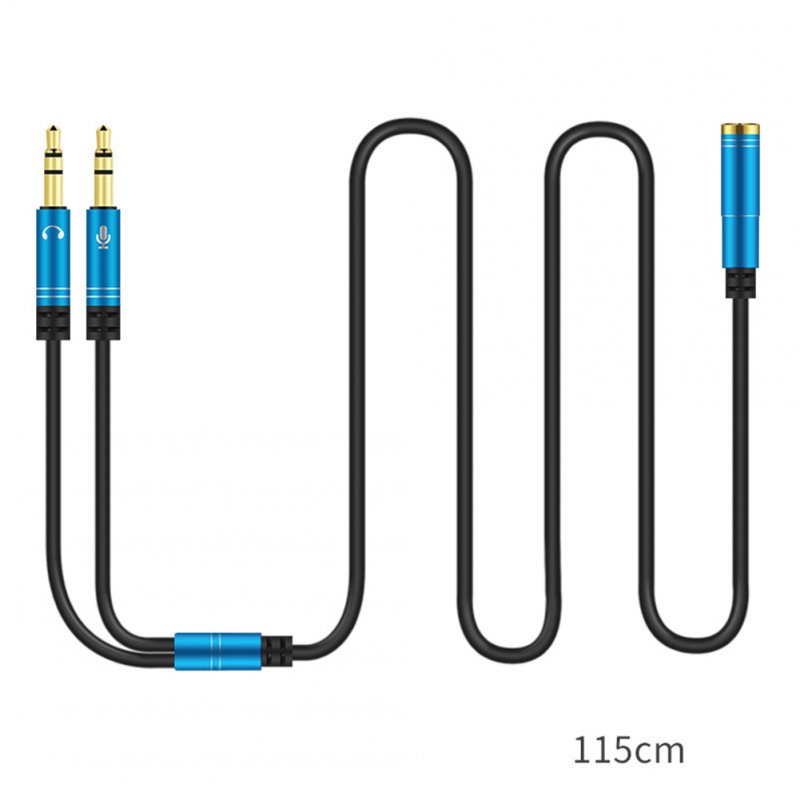 Headset Splitter Adapter Cable 3.5mm Female to 2 Male for PC Computer blue