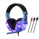 Headset Wired Earphone Gaming Headset USB Luminous Gamer Stereo Headphone Folding Headset blue