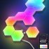 Hexagon LED Lights Wall Lamp With Remote Control Microphone Mode APP Smart Modular Color changing Ambient Night Light For Bedroom Game Room 3 pack