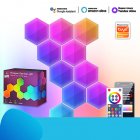 Hexagon LED Lights Wall Lamp With Remote Control Microphone Mode APP Smart Modular Color-changing Ambient Night Light For Bedroom Game Room 3 pack