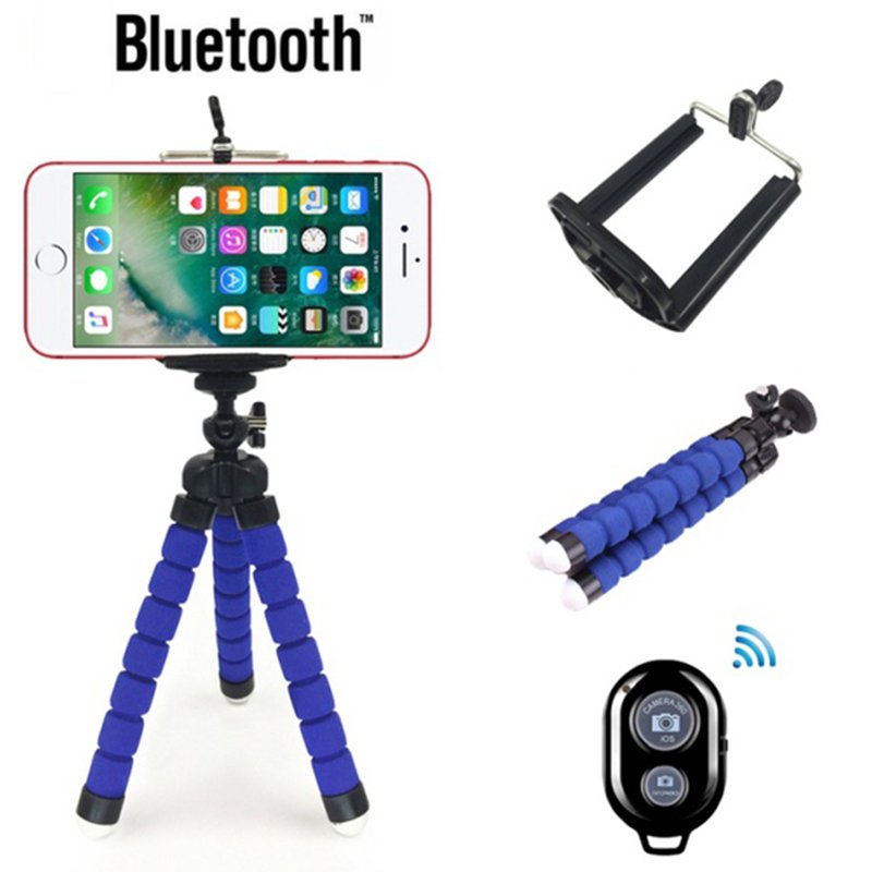 Flexible Portable Adjustable Tripod Mini Universal Octopus Leg Style Bluetooth Selfie Stick  black_Without Bluetooth remote control