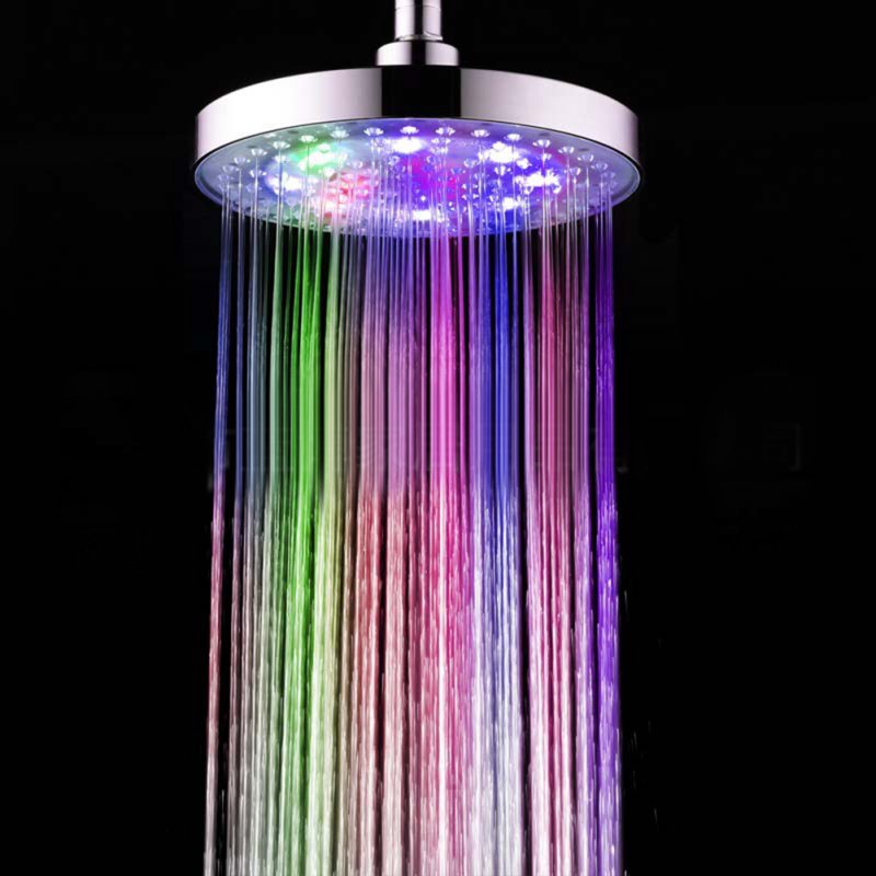 8inches Color Changing Shower  Head Bathroom Rain Top Showerhead 