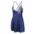 HiMiss Women Chemise Lingerie Dress Sexy Satin Sleepwear Lace Teddy Nightwear Navy blue S