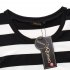 HiQueen Women Casual Scoop Neck 3 4 Sleeve A Line Swing Dress Stripe Modest Dresses Black 2XL