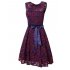 HiQueen Women s Lace Contrast Bow Cocktail Evening Dress Short Sleeve Dress Red