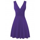 HiQueen Women s Ruched Waist V neck Sleeveless Comfortable Casual Dress