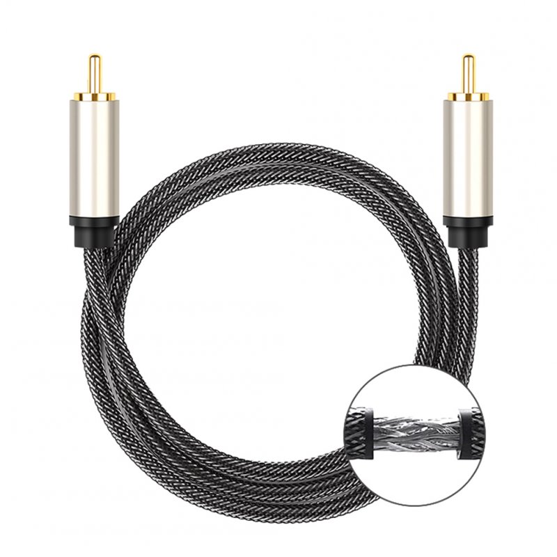 Hifi 5.1 Spdif Rca To Rca Male To Male Coaxial  Cable Connector Nylon Braid Cable 0.5 meters