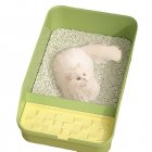 High Sides Cat Litter Box With Hidden Storage Compartment, Concave Convex Large Pedal, Anti-Splashing Open Top Litter Box With Scoop, Tool-Free Assembly green Small size
