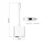 High Speed Ethernet Converter to RJ45 Conversion Cable for iPhone/IPad All Series with PD Fast Charging white