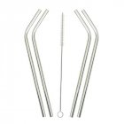 High Temperature Resistant Stainless Steel Beverage Cup Curved Metal Straw and Cup Brush 4 straws   1 brush
