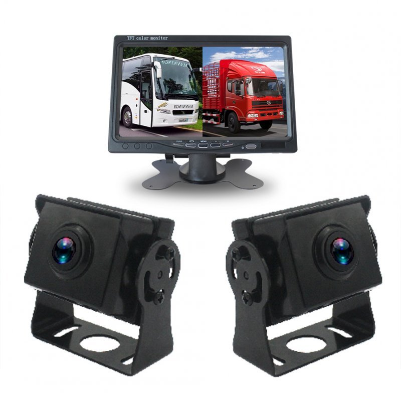 High-definition Display Monitor Recorder Night Vision Reversing Backup Camera For Car Bus Universal PZ612-2AHD black