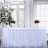 High end Stretch Yarn Elegant Mesh Fluffy Tutu Table Skirt for Party Wedding Birthday Party Home Decoration white 6ft