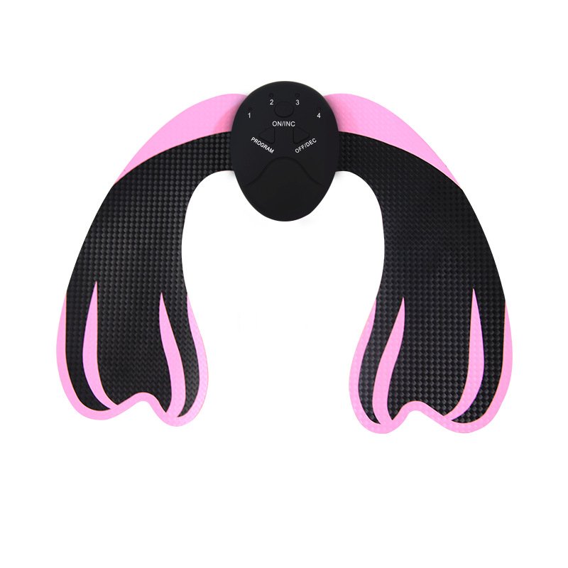 Hip Trainer Women Fitness Equipment Instrument Electric Hip Muscle Stimulator EMS Trainer Weight Loss Body Slimming Massage Pink edge black host