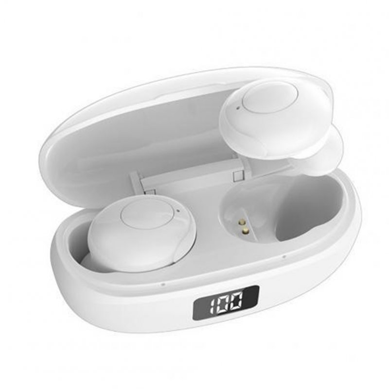 Hkt-6 Bluetooth-compatible 5.0 Earphones Wireless 9d Stereo Earbuds Waterproof For Universal Phone Headset Sports Mini In-ear Earbuds White