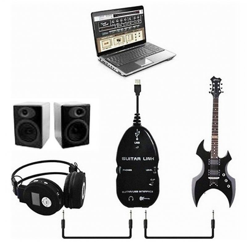 Guitar Cable Audio USB Link Interface Adapter for MAC/PC Music Recording Accessories 