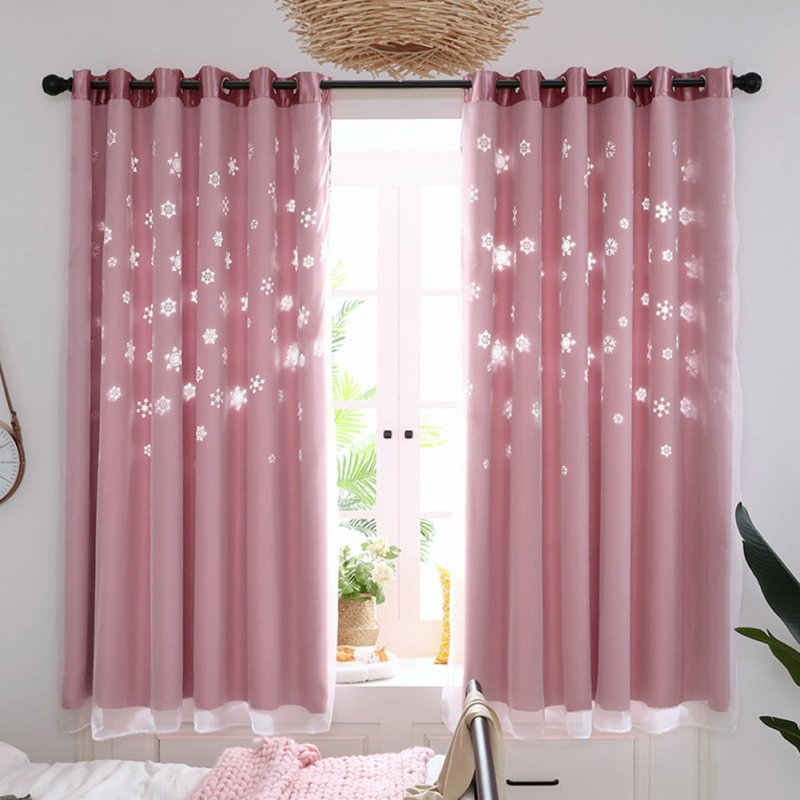 Hollow Out Flower Window Curtain for Shading Home Decoration Pink_1 * 2m high punch