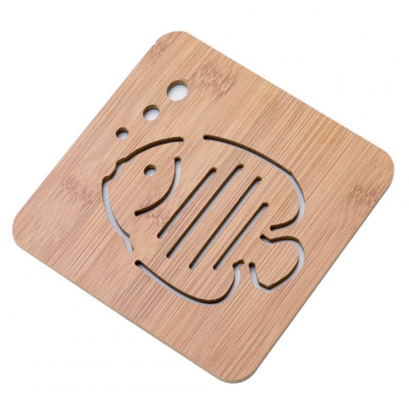 Hollow Out Wooden Coasters Kitchen Tableware Thickened Anti-hot Insulation Non-slip Pad