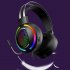 Hollow RGB Gaming Headset Wired Computer Headset Heavy Bass 7 1 Usb Headset With Microphone Black