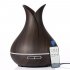 Home 400ML Vase Shape Wood Grain Remote Control Air Humidifier Aroma Diffuser light yellow U S  regulations