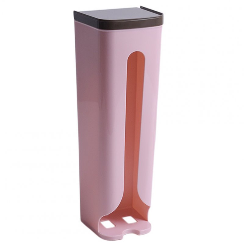 Home Disposable Bags Storage Container Wall-mounted Removeable Plastic Bags Organizing Box Light pink
