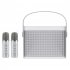 Home Mini Karaoke Speaker Kit Wireless Bluetooth compatible Dual Microphone Speaker Small Audio Ktv Set White