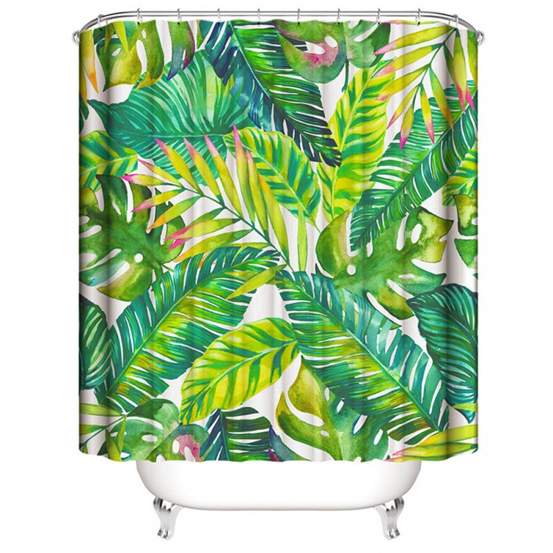 Home Plant Leaves Painting Shower  Curtains Waterproof Bath Curtain Decoration 180*200cm
