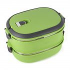 Hot Thermal Insulated Bento Stainless Steel Food Container Lunch Box 1 <span style='color:#F7840C'>2</span> 3 Layer Styles:Double Layer Colors:Green