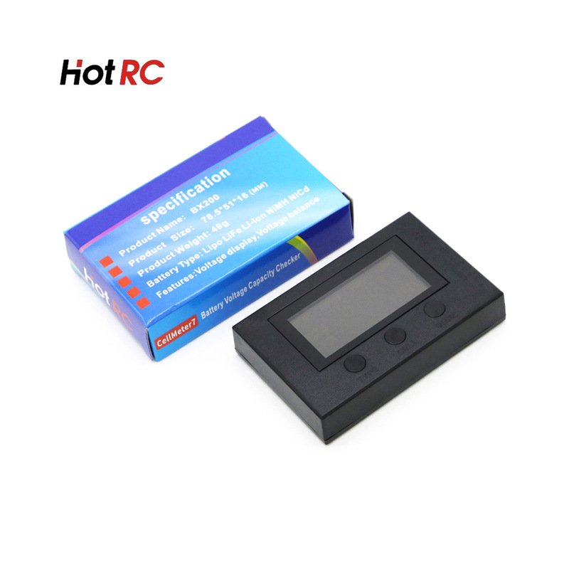 HotRc BX200 2-7S Lipo Battery Voltage Tester/ Low Voltage Buzzer Alarm/ Battery Voltage Checker Radio Display for Rc Battery 1pc