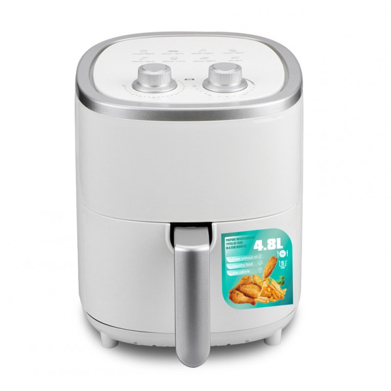Household Air Fryer 4.8l Large Capacity Automatic Cooking Accessories For Healthy Oil-free Low Fat Cooking white EU plug