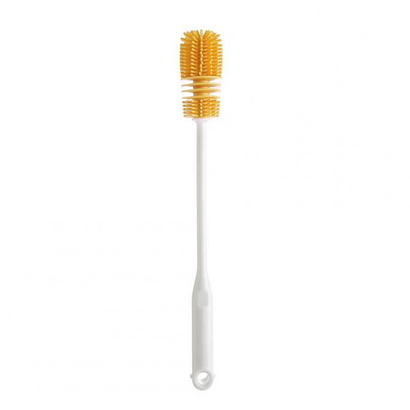 Household Cleaning Brush With Long Handle Strong Cleaning Ability Bottle Washing Brush white + yellow
