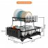 Household Removable Storage Rack Shelf 2 Tier Large Capacity Dish Drainer Utensil Holder with Chopsticks Rack Black