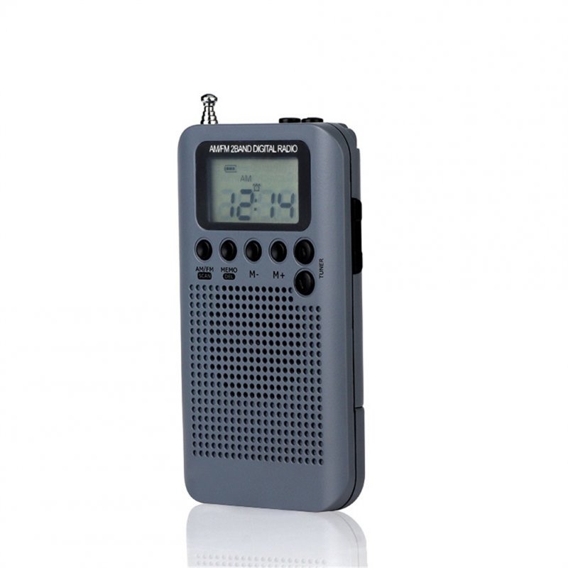 Hrd-104 Pocket Am Fm Radio LCD Digital Radio-frequency Display Rechargeable Mini Stereo Radio With Driver Speaker grey