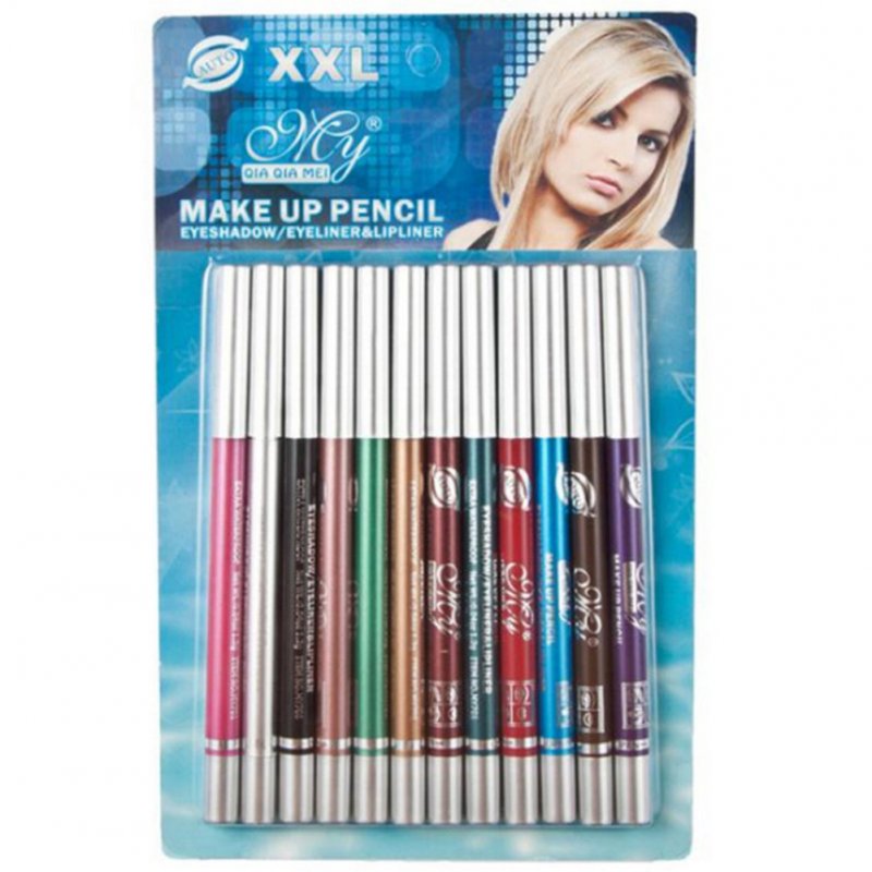 12 Color/box Glitter Eye Liner Pen Waterproof Pigment Eyeiner Pen Beginner Eye Makeup Cosmetic 