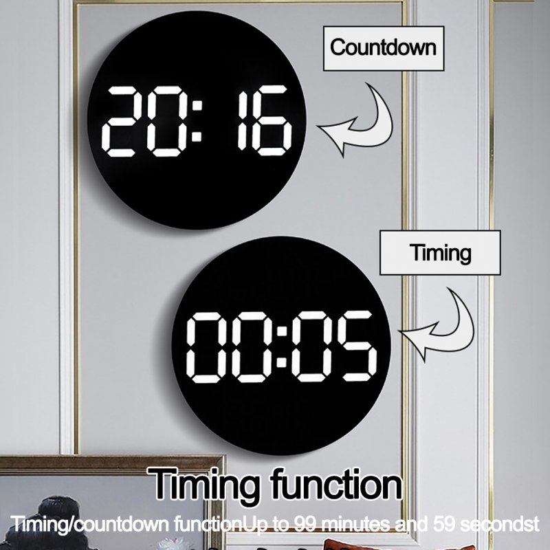 LED Wall Clock With Remote Control Auto Dimming 10 Level Brightness Digital Alarm Clock For Home Farmhouse Office 