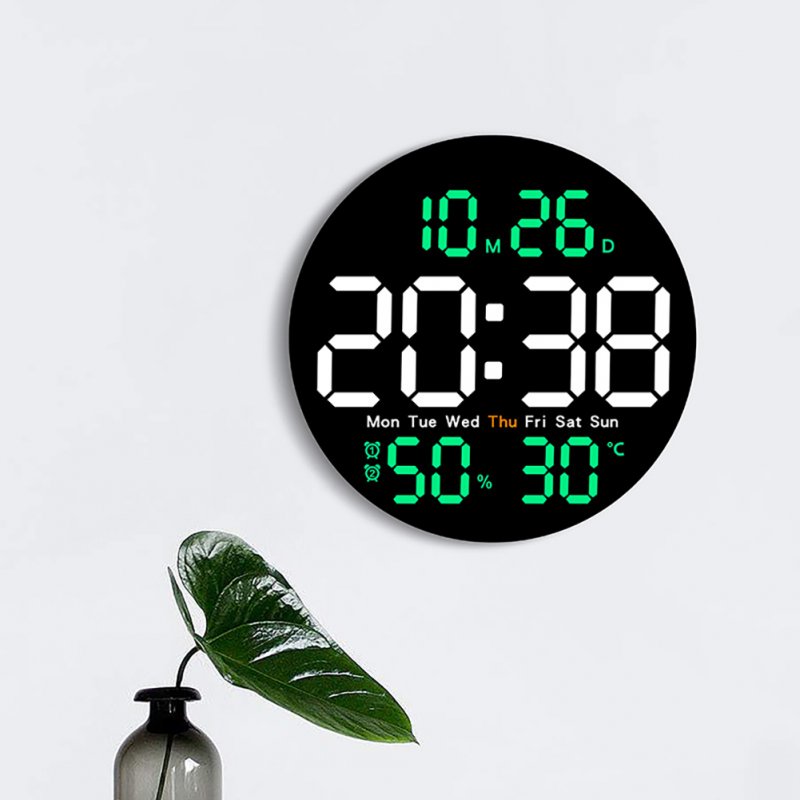 LED Wall Clock With Remote Control Auto Dimming 10 Level Brightness Digital Alarm Clock For Home Farmhouse Office 