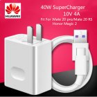 Huawei Supercharge USB Fast Charger 10V 4A 40W Adapter 5A Type C Cable for Honor 10 Magic 2 P20 P30 pro White