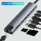 Hub Converter Aluminum Alloy 4k 30hz Hd Usb 3.0 Portable 8-in-1 Usb-c Multi Port Adapter For <span style='color:#F7840C'>Laptop</span> gray