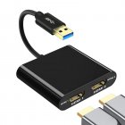 Hub Usb 3 0 To Dual Hdmi compatible Usb Adapter For Data Comparison Effect Monitoring Portable Converter black
