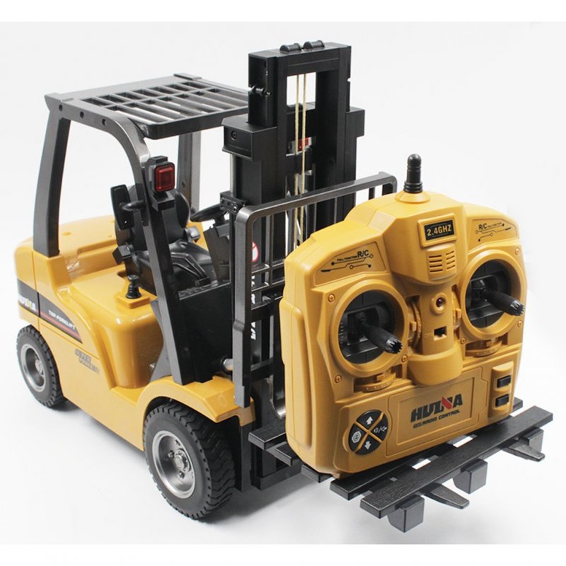 Huina Toys 1577 1/10 8ch Alloy Rc Forklift Truck Toy Crane Construction Car Vehicle With Sound Light Workbench Lift Rtr Kid Gift yellow
